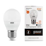 Лампа светодиодная Лампа Gauss LED Elementary Globe 6W E27 2700K 1/10/50