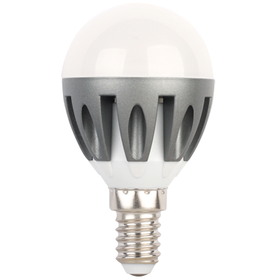 Лампа светодиодная Ecola Light Globe LED 4,1W G45 220V E14 2700K шар алюм, радиатор 82x45
