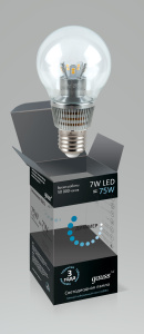 Лампа светодиодная Gauss LED Globe-dim Crystal Clear 7W E27 4100K диммируемая 1/10/100