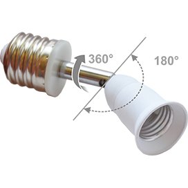 Ecola base Переходник с цоколя E27 на E27 на шарнире 360°/180° 45мм без выключателя Белый