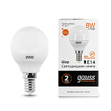 Лампа Gauss LED Elementary Globe E14 8Вт 3000К Gauss 53118