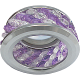  Ecola MR16 DL1655 GU5.3 встр. круглый с хруст.(3 ряда) и ободком - Прозрачный и Аметист/ Хром 63x85