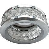  Ecola MR16 DL1656 GU5.3 встр. круглый с хруст.(2 ряда) и ободком - Прозрачный / Хром 54x85