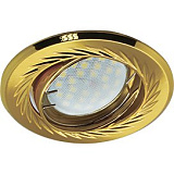  Ecola MR16 KL6A GU5.3 Светильник встр. литой поворотный искр.гравир. Листья по кругу Сатин-Золото/Золото 23x84