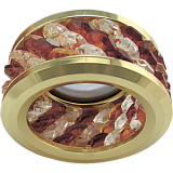  Ecola MR16 DL1655 GU5.3 встр. круглый с хруст.(3 ряда) и ободком - Прозрачный и Янтарь/ Золото 63x85