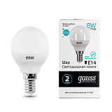 Лампа Gauss LED Elementary Globe E14 8Вт 4100К  53128