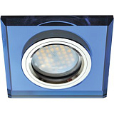  Ecola MR16 DL1651 GU5.3 Glass Стекло Квадрат скошенный край Голубой / Хром 25x90x90