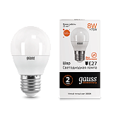 Лампа светодиодная Gauss LED 8вт 230в, Е27, теплый, шар Elementary  53218