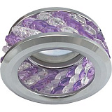  Ecola MR16 DL1655 GU5.3 встр. круглый с хруст.(3 ряда) и ободком - Прозрачный и Аметист/ Хром 63x85