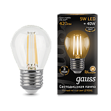 Лампа светодиодная Gauss LED Filament теплый шар E27 5W 2700K 105802105