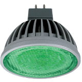 Лампа светодиодная Ecola MR16   LED  color  4,2W 220V GU5.3 Green Зеленый прозрачное стекло (ребристый алюм. радиатор) 47х50