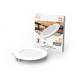 Светильник встраиваемый Gauss LED, 9W, 610lm, 2700K, Ø145x22мм, IP20, белый