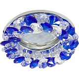  Ecola Light MR16 CD4141 GU5.3 Светильник встр. круглый с хрусталиками Прозрачный и Голубой/Хром 50x90