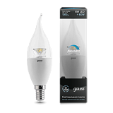 Лампа светодиодная Лампа Gauss LED Candle Tailed-dim Crystal Clear E14 6W 4100K диммируемая 1/10/50