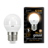 Лампа светодиодная Gauss LED Globe E27 6.5W 3000K 1/10/50