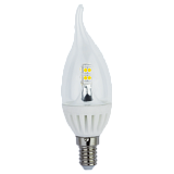 Лампа светодиодная Ecola candle   LED Premium  4,0W 220V E14 4000K 320° прозрачная свеча на ветру искристая точка (керамика) 125х37