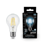Лампа Gauss LED Filament A60 E27 6W 630lm 4100К