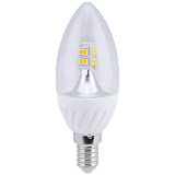 Лампа светодиодная Ecola candle   LED Premium  4,0W 220V E14 4000K 320° прозрачная свеча искристая точка (керамика) 98х37