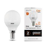 Лампа светодиодная Gauss LED Elementary шар 6W E14 2700K
