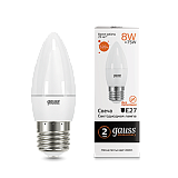 Лампа светодиодная LED 8вт 230в,Е27,теплый, свеча Gauss Elementary