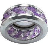  Ecola MR16 DL1656 GU5.3 встр. круглый с хруст.(2 ряда) и ободком - Прозрачный и Аметист/ Хром 54x85