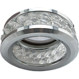  Ecola MR16 DL1656 GU5.3 встр. круглый с хруст.(2 ряда) и ободком - Прозрачный / Хром 54x85