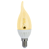 Лампа светодиодная Ecola candle   LED Premium  4,0W 220V E14 золотистая 320° прозрачная свеча на ветру искристая точка (керамика) 125х37