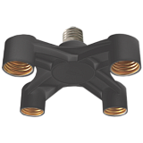 Ecola base Переходник с цоколя E27 на 4хE27 Широкий Черный