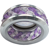  Ecola MR16 DL1656 GU5.3 встр. круглый с хруст.(2 ряда) и ободком - Прозрачный и Аметист/ Хром 54x85