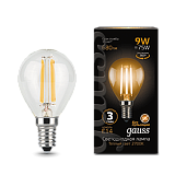 Лампа Gauss LED Filament Шар E14 9Вт 2700К GAUSS 105801109