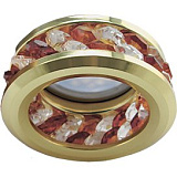  Ecola MR16 DL1656 GU5.3 встр. круглый с хруст.(2 ряда) и ободком - Прозрачный и Янтарь/ Золото 54x85