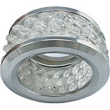  Ecola MR16 DL1655 GU5.3 встр. круглый с хруст.(3 ряда) и ободком - Прозрачный / Хром 63x85