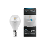 Лампа светодиодная Лампа Gauss LED Globe-dim Crystal Clear E14 6W 4100K диммируемая 1/10/50