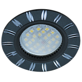  Ecola MR16 DL3184 GU5.3 Светильник встр. литой (скрытый крепеж лампы) Черный/Алюм Двойные Реснички по кругу 23x78