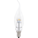 Лампа светодиодная Ecola candle   LED  3,3W 220V E14 4000K прозрачная свеча на ветру искристый трилистник (металл. радиатор) 125x35