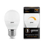 Лампа светодиодная Gauss LED 7вт,230в,Е27,теплый,dim,шар Gauss (105102107-D)