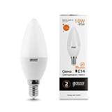 Лампа светодиодная Gauss LED 10вт 230в,Е14,теплый, свеча Elementary 33110