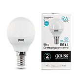 Лампа светодиодная Лампа Gauss LED Elementary Globe 6W E14 4100K 1/10/50